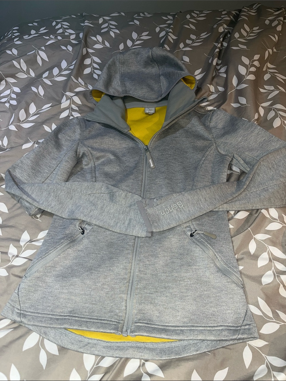Bench Grey Kids' Hooded Jacket with Yellow Lining